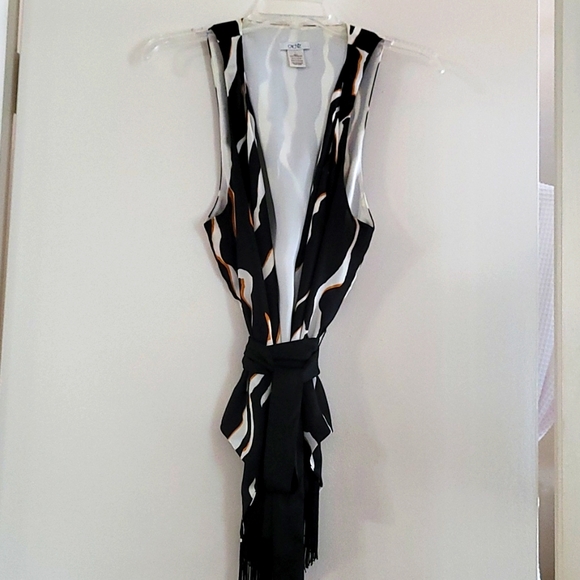 Cache animal print vest, waterfall front vest, fringed vest, leopard vest. sz.L - Picture 2 of 8